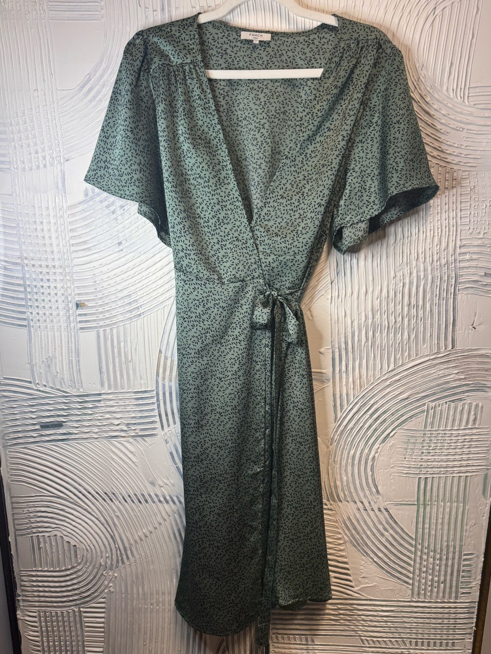 FRNCH Green Printed Wrap Midi Dress